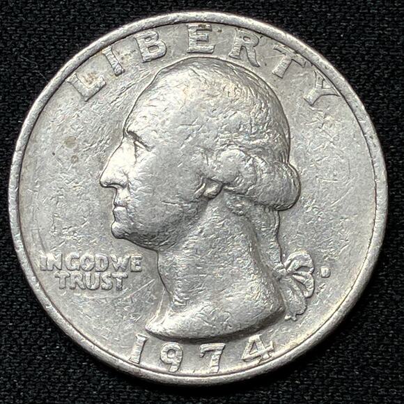 1974-D Washington Quarter Strike Error "OF" & Rim Curved Up on Reverse - Picture 5 of 16